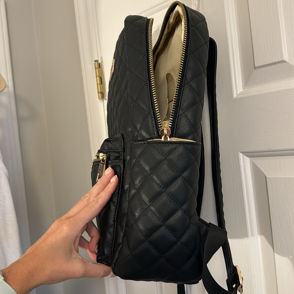 NWT Sandy Lisa St. Tropez faux Leather Black Backpack - Picture 5 of 11